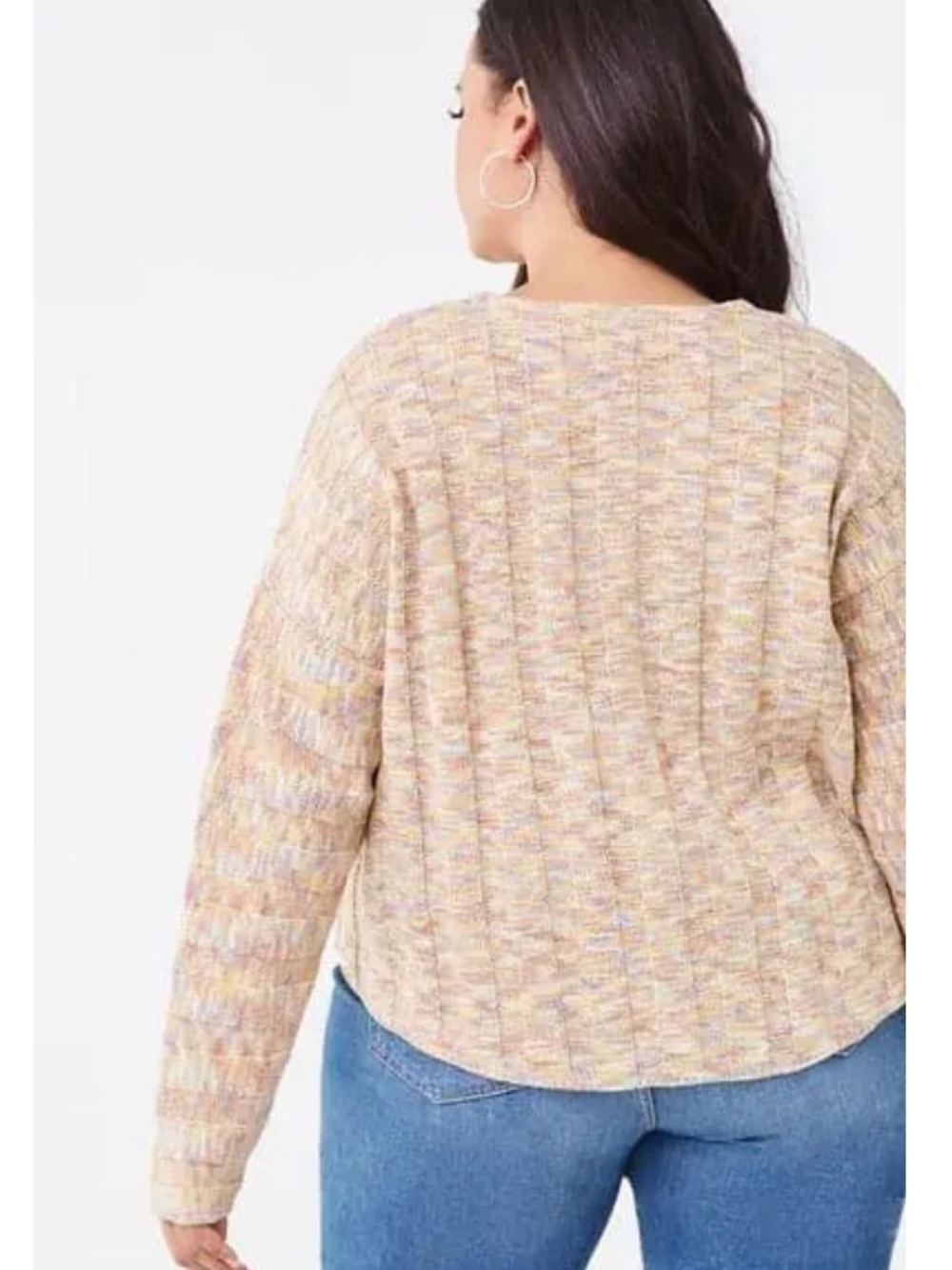 Forever 21 Plus Long Sleeve Cropped Sweater in Multi Color Knit - Picture 3 of 8